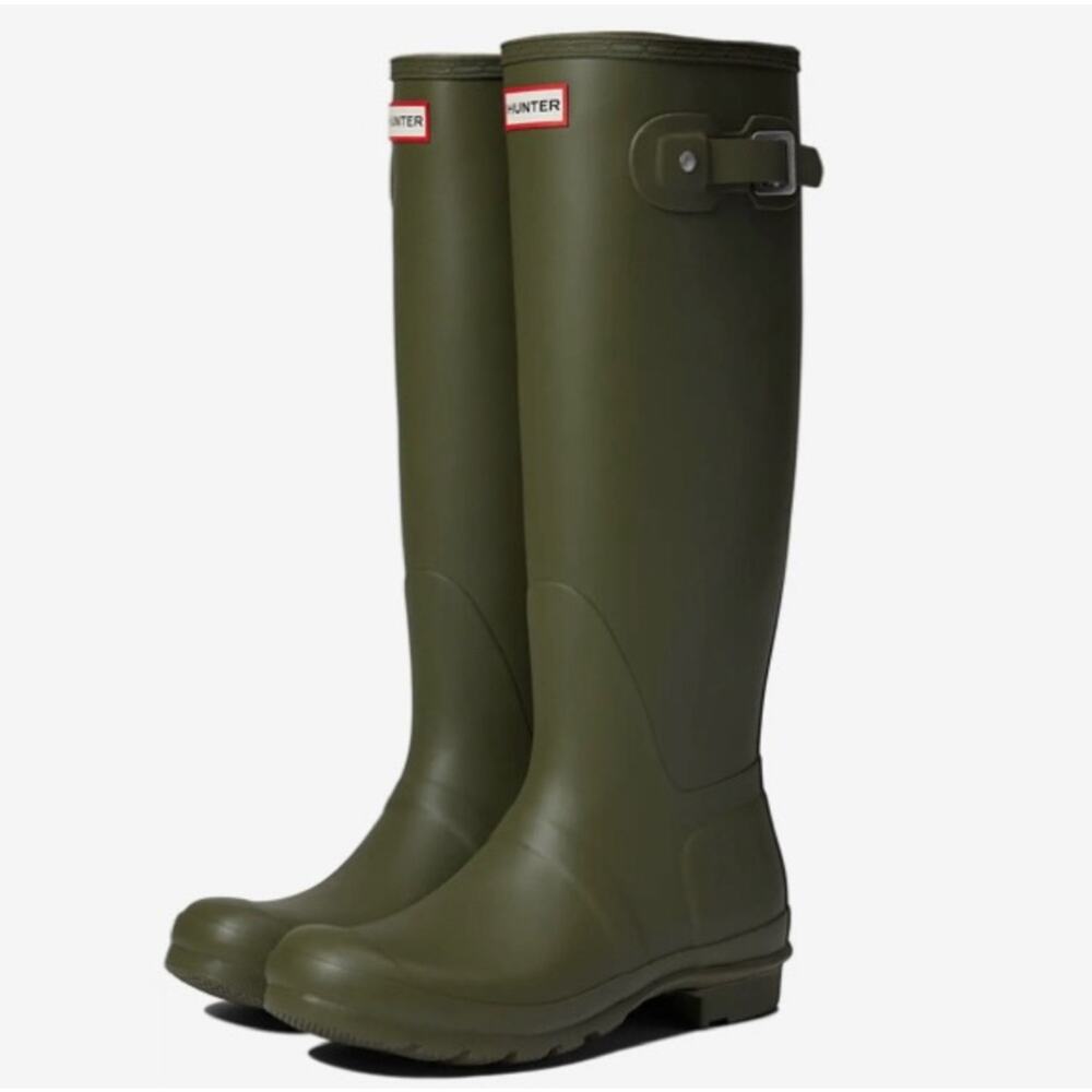 Hunter Original Tall Rain Boots Olive Leaf Green Size 6/EU 37